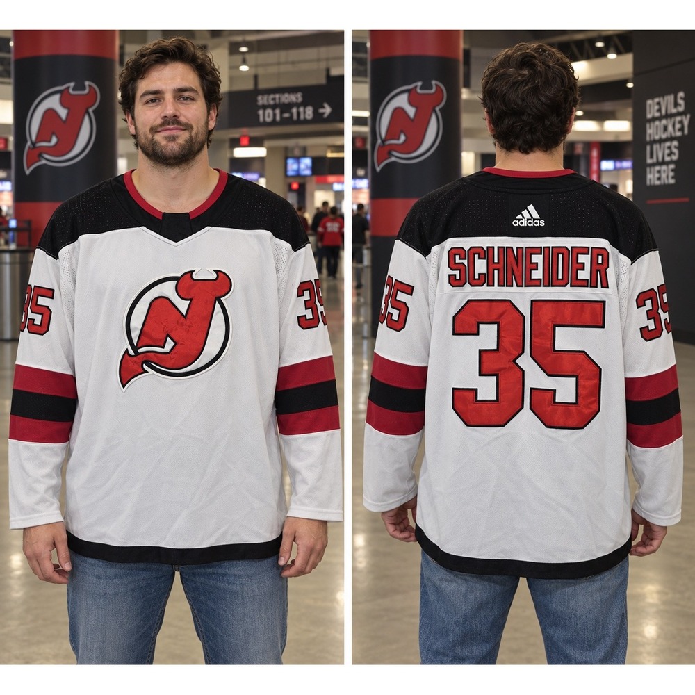 NJ Devils Schneider 35 Hockey Jersey Mens Estimated XL White Sporty Streetwear